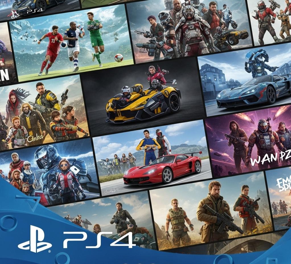 کاور collage از بازی های PS4 که در سال 2024 عرضه می شوند، شامل Prince of Persia, Like a Dragon, Persona 3 Reload و دیگر بازی ها. لوگوی PS4 و عبارت "2024" در پیش زمینه دیده می شود.